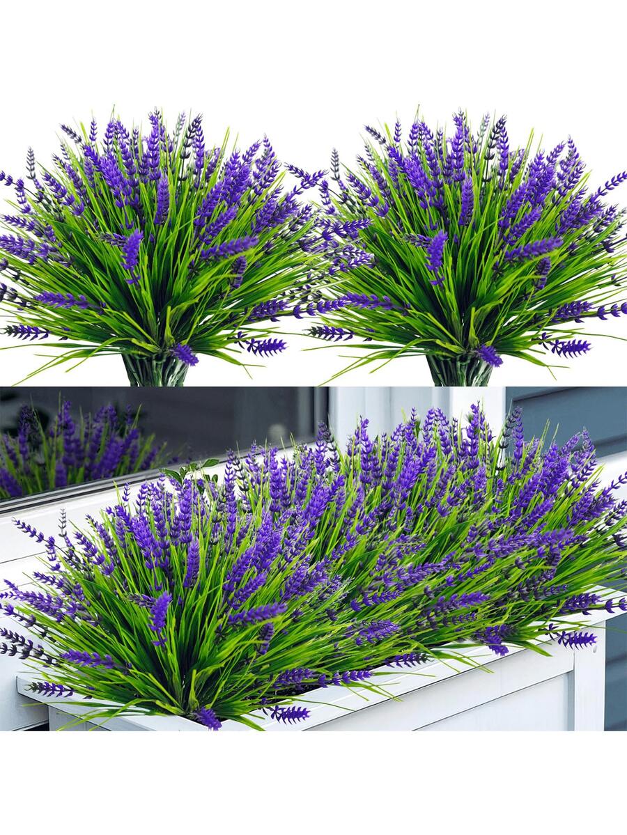 1/5 bông hoa oải hương nhân tạo, cây oải hương giả, cao 37cm/14.57in, chống tia UV, trang trí đám cưới - Màu tím - Xem 1