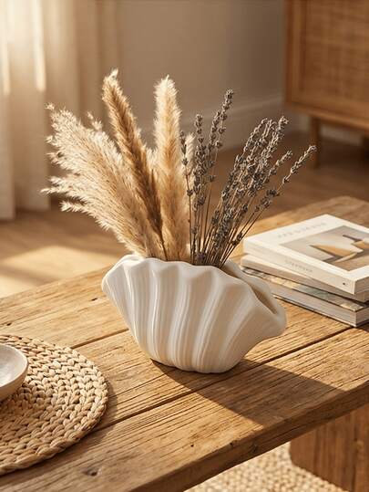 1件北欧贝壳树脂花瓶 - 海岸艺术雕塑，适用于酒柜、餐桌和家居装饰 | 美观的房间装饰、独特的礼物、婚礼、餐桌中心摆件、北欧家居装饰