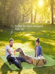 1pc 59" X 78" Yellow Plaid Picnic Blanket, Large Sand-Proof Waterproof Beach Mat, Suitable For Camping, Portable Foldable Lightweight Travel Rug, Ideal For Park Outing, Beach Trip, Barbecue And Other Outdoor Activities - A - View 9