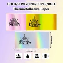 57mmx3.5M Holographic Thermal Paper Continuous Roll For M02/T02/A6 Printers - Silver Purple Gold Pink Blue Glitter Label DIY Mak - 57mm X 3.5M - View 2