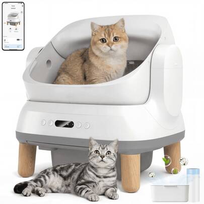  DEVOKO Automatic Self-Cleaning Cat Litter Box XXL Model Odor-Neutralizing Automatic Cat Litter Box With Waste Bags 95+15 Liter Capacity
