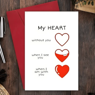 1 pieza Tarjeta de San Valentín divertida y humorística con forma de corazón, tarjeta multifuncional de propuesta de amor, tarjeta de cumpleaños romántica, tarjeta de felicitación de boda