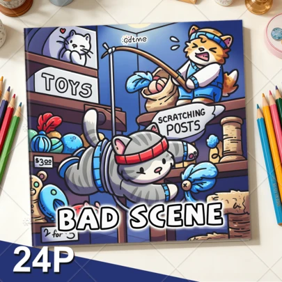 GDTME The Coloring Book "Bad Theft 1" -24 Thick Pages (Opaque), Interesting Patterns, Relaxing Mind And Body, Clean And Smooth Lines, Suitable For People Who Like Suspenseful Crime, Gifts For World Cup, Easter, Mother's Day, Office Supplies, Back To School Gifts, And Study Supplies.