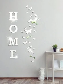 5pcs Acrylic 3d Mirror Wall Sticker Slogan Decoration, Suitable For Door Decoration, Home Decoration, Spring Decoration,Rama Decoration Sticker Gift, Birthday Graduation Wall Decoration, Room Decoration, Bathroom Decoration, Living Room Decoration - 1mm - View 1