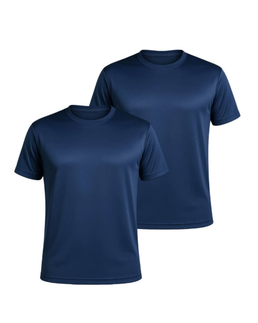 Kit Of 2 Men's Short-Sleeve Dry Fit T-Shirts, DryFit Gym, Running, Sports T-Shirt, CrossFit Fitness, Plain Casual Sportswear, Premium Polyester - 2 藍調 - 查看 1
