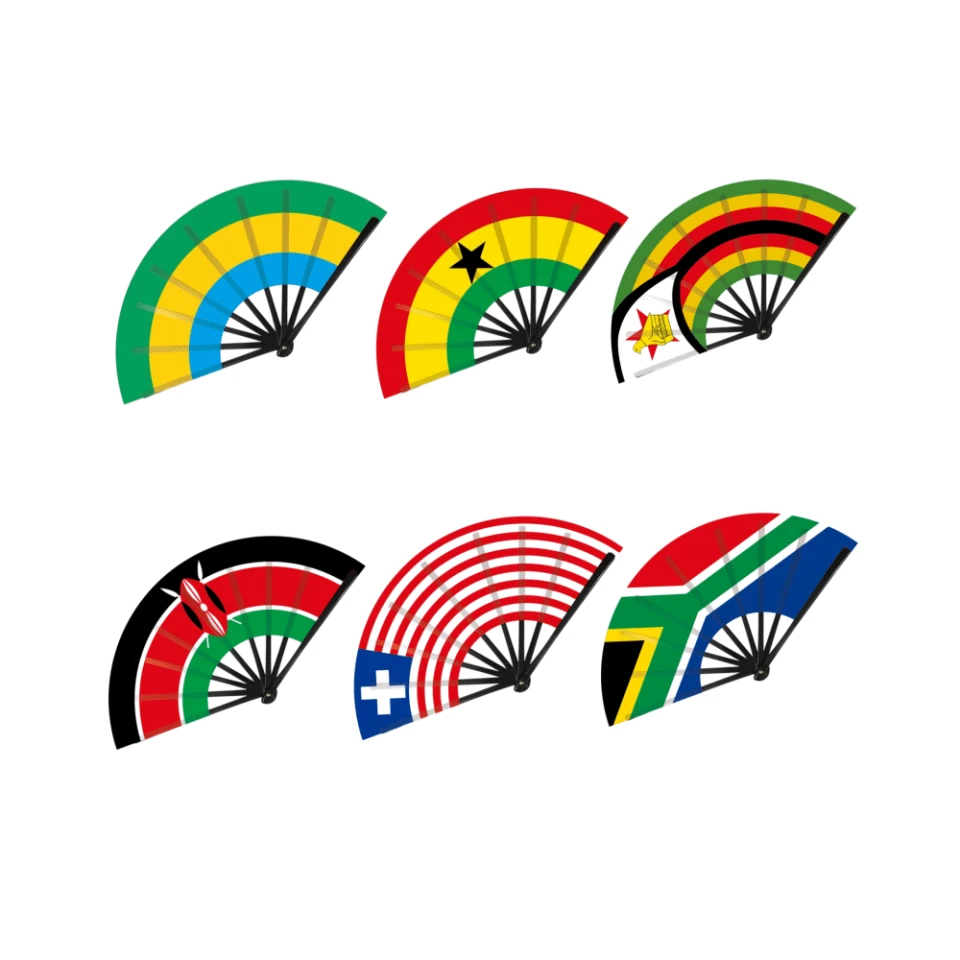 Torcida da Copa do Mundo Bandeira Nacional Ventilador Dobrável, Ventilador Dobrável de Tamanho Grande, Item Popular para Comércio Transfronteiriço, Prop para Atmosfera de Bar/KTV/Festa - Multicolorido - Visão 1