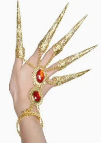 Hypoallergenic Metal Fingernail Nail Covers, Finger Joint Protectors - Shiny Vintage Ancient Queen Halloween Costume Accessory, Drama Dance Performance Decoration,Party Costume - Multicolor - View 10