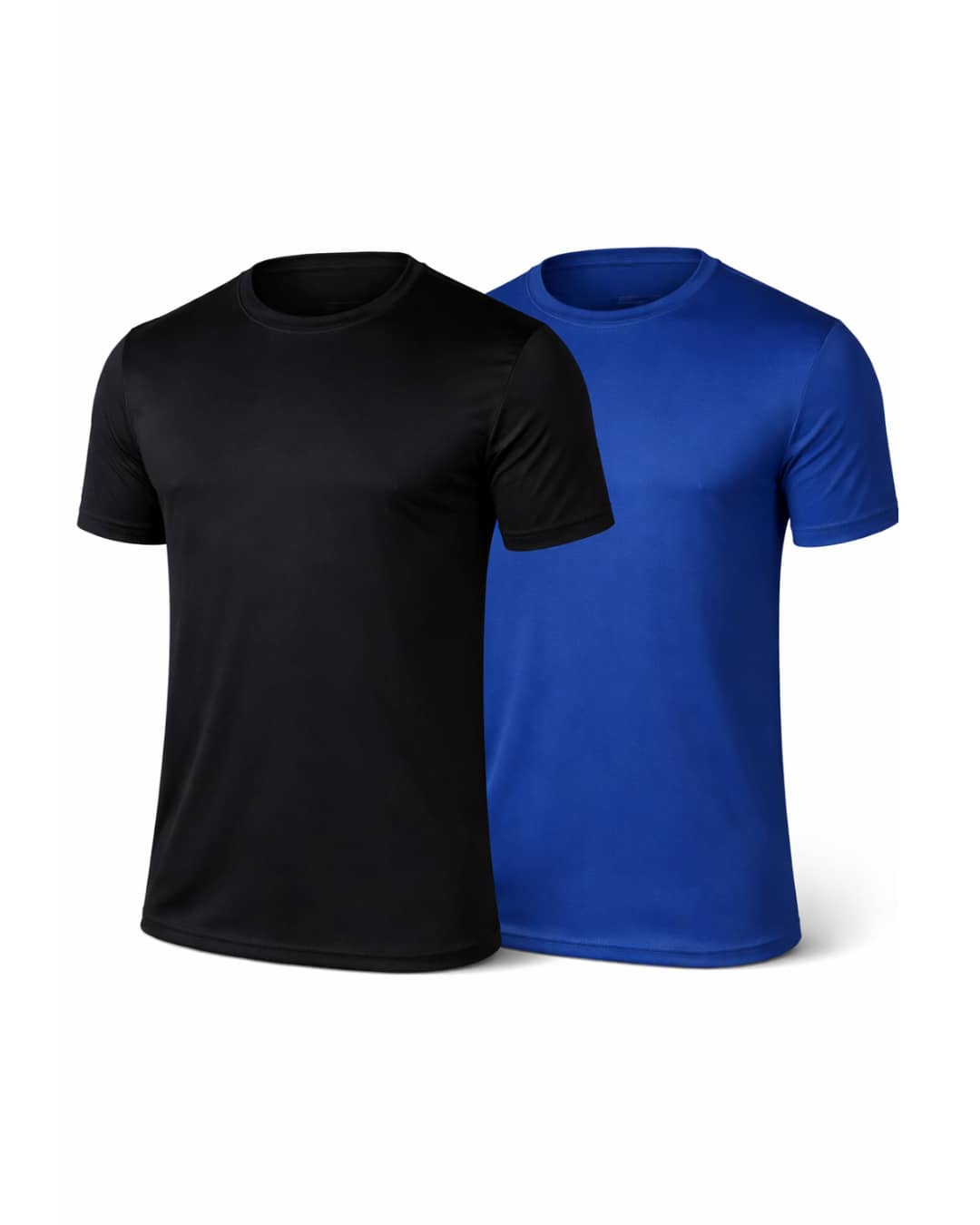 Kit Of 2 Men's Short-Sleeve Dry Fit T-Shirts, DryFit Gym, Running, Sports T-Shirt, CrossFit Fitness, Plain Casual Sportswear, Premium Polyester - 藍色和黑色 - 查看 1