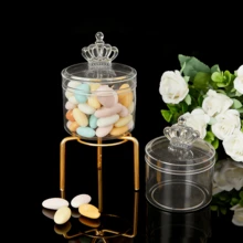12个装透明糖果盒，带可拆卸塑料皇冠盖，适用于圣诞节、感恩节、新娘送礼会、宴会、成人礼、毕业季、周年纪念日、生日等场合。 - 無色 - 查看 2