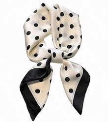 Polka Dot Print Satin Head Scarf For Women Like Silk Scarf For Hair Wrapping Bandanas Square Shawl Wraps - Multicolor - View 7