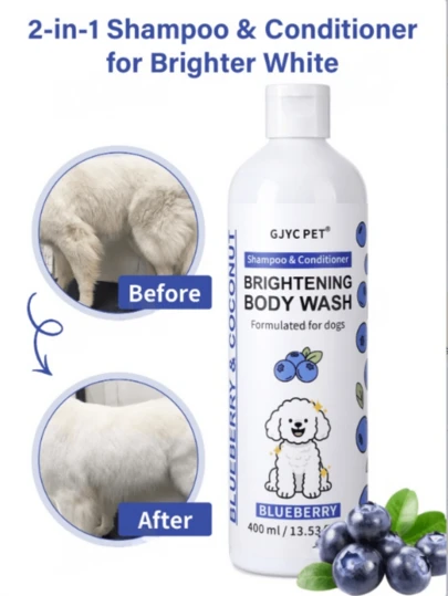 Dầu gội làm trắng lông chó Jack Dog, làm sạch nhẹ nhàng, khử mùi, làm sáng và làm mềm lông thú cưng.