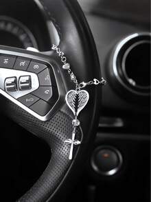 Crystal Heart With Wings Car Rearview Mirror Ornament – Guardian Angel Auto Pendant For Good Luck & Protection – Elegant Hanging Charm For Dashboard, Steering Wheel Or Handbag - A - View 7