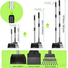Bộ 3 xẻng hốt phân chó cỡ lớn bằng thép không gỉ có thể điều chỉnh, có thể giặt, chống gỉ, dễ dàng và nhanh chóng lắp đặt, được làm từ chất liệu chống thấm nước, chắc chắn và bền bỉ, chống bám bẩn và chống mài mòn, một dụng cụ hốt phân chó ngoài trời rất bền. - Xem 2