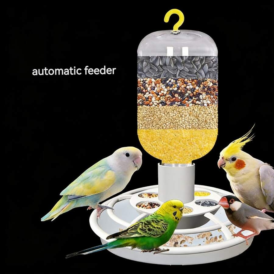 1pc 500ml Automatic Bird Feeder, Anti-Splash Parrot Food Container, Automatic Dispenser, Hanging Bird Cage Accessory