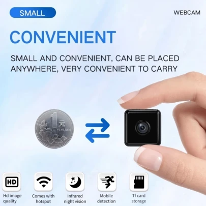 1pc Mini Square Camera, Home Security Camera, Portable Hidden Camera, 480P HD, Infrared Night Vision Wireless WiFi Camera, Built-In Hotspot, Loop Recording, 450mAh Long-Lasting Battery, 2.4G Network Only, HD Night Vision, Remote Monitoring, Motion Detection, SD Card Storage, Suitable For Home, Car, Office And Various Scenarios, 24/7 Online