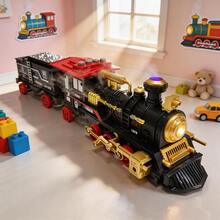 Toy, Kids Toy, Kids Toy Train, Train Model With Lights And Sounds, Inertial Powered, Boys Party Gift, Kids Game, Kids Birthday, Interactive Kids Toy, Boys Toy, Toy For Kids, Kids Toy Train, Party Favor, Christmas, Toy Car, Halloween, Boys Gift, Birthday Gift - Multicolor - View 5