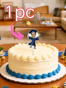1/10/25/50/100/150 Pcs Customizable Graduation-Themed Cupcake Inserts, Personalized Face Cupcake Toppers, Custom Face Cupcake Decorations, Custom Cupcake Decorations With Different Face Photos, Graduation Cake Decoration Party Hat Cupcake Toppers. - Multicolor - View 19