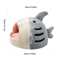 Cat Nest Winter Warm Closed Internet Celebrity Shark Nest Cat And Dog Bed Sense Of Security Suitable For All Seasons - Multicolor - View 13