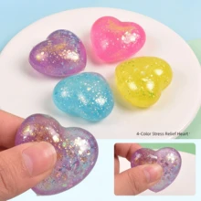 1pc Glowing Heart-Shaped Squishy Toy: Shiny Transparent Heart-Shaped Squishy Toy, Soft Slow Rising, Suitable For Children And Adults, Great For Desktop Games And Stress Relief. - NNL10 - View 10