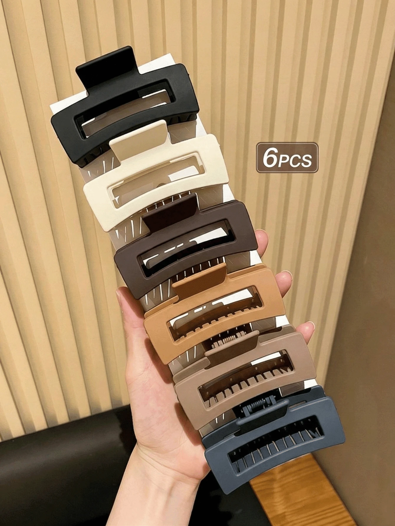 6 chiếc kẹp tóc cỡ lớn, kẹp tóc hình chữ nhật mờ dành cho tóc mỏng, trung bình và dày, màu trung tính, kẹp giữ chắc chắn, phụ kiện tạo kiểu tóc mùa hè cho nữ, búi tóc và phụ kiện tóc mùa hè đi biển. - Nhiều màu - Xem 1