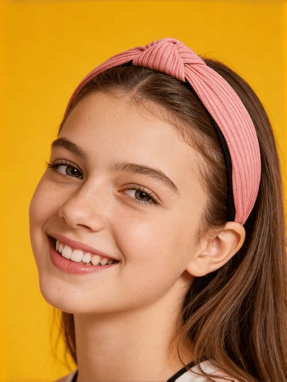 4 piezas Diademas de unicolor anudadas para niñas, diademas elásticas anchas cruzadas, accesorios de cabello versátiles para uso diario