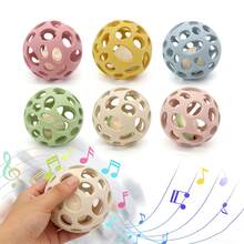 1 pieza Sonajero de bola de silicona para bebé, juguete sonajero de agarre fácil, sonajero de color aleatorio como regalo de Pascua, Acción de Gracias, Navidad - Multicolor - Ver 3