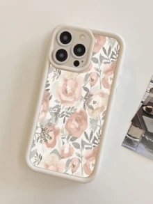 1个白色牡丹花图案极简全包覆TPU防震手机壳，兼容苹果17、16、15、14、13、12、11 Pro Max、Air及系列机型，国际版，非国内版 - 彩色 - 查看 2
