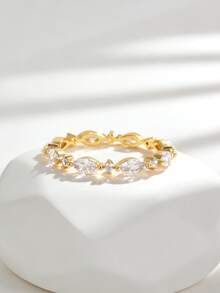 Charm-In 18K Gold Plated Marquise CZ Eternity Ring For Women Simple Gold Marquise CZ Ring - Gold - View 1