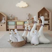 INS Nordic Home Nordic INS Style Cartoon Big Goose Plush Doll, Baby Animal Doll, Cute Big Goose Smart Early Education Plush Doll Animal Doll, Decoration For Children's Room, Rural Small Doll, Grasping Doll - White - View 1