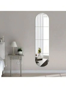 4pcs PMMA Mirror Wall Stickers, Classic Square Room Decor Stickers Suitable For Home Use - Silver - View 8
