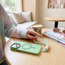 DECOPHONE Green Luxury Translucent Magnetic Wireless Charging Phone Case, Compatible With Apple 17, 17 Pro, 17 Air, 17 Pro Max, 16, 15, 14, 13, 12, 11 Pro Max, 16 Plus, Clear Protection Shockproof Bumper Cover, With Clip-On Anti-Drop Lanyard Phone Case Strap. - Green - View 1