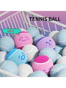 3pcs Pet Elastic Tennis Balls, Colorful Interactive Bouncy Balls Pet Dog Toys - Multicolor - View 3