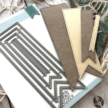 Troqueles de corte de metal para marcapáginas, plantilla estampada hecha a mano DIY, molde de corte de acero al carbono, plantilla de metal, herramienta de scrapbooking, troquel de corte de bandera delgada, manualidades de tarjetas - plata - Ver 3