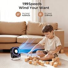 这款电池供电的桌面风扇配备数字显示屏，是一款便携式风扇，适用于办公室、卧室、厨房、家庭和户外等多种场景。风速范围为1-199级，并配备4000mAh大容量电池。这款小巧的摇头旅行桌面风扇有灰色、米色和粉色三种颜色可选。 - 其他 - 查看 7