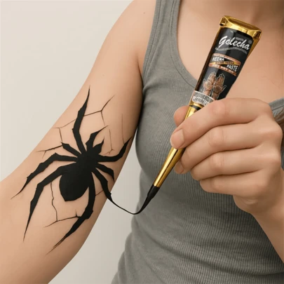 3 piezas de pasta de tatuaje temporal marrón/negro, pasta de tatuaje botánico semi-permanente, pasta de tatuaje botánico resistente al agua, apta para el Body