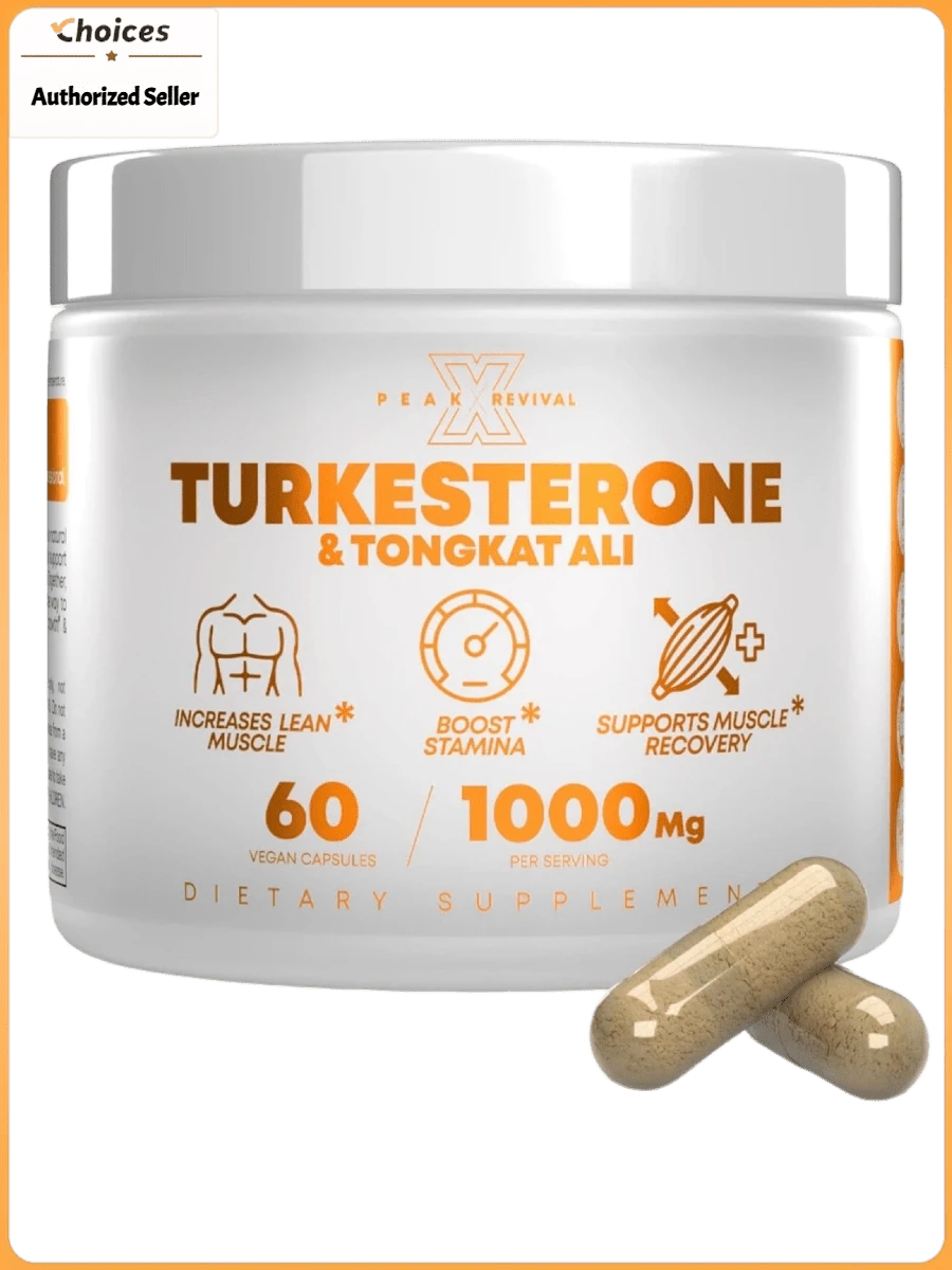Turkesterone Tongkat Ali Capsules | Ajuga Turkestanica Extract Blend 1000mg | Daily Fitness Support Supplement | 60 Capsules - 1 Bottle - 查看 1
