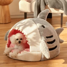 Cat Nest Winter Warm Closed Internet Celebrity Shark Nest Cat And Dog Bed Sense Of Security Suitable For All Seasons - Multicolor - View 6