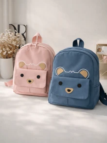 1 Ba lô hình mặt gấu Kawaii dễ thương cho bé gái và bé trai, ba lô nhỏ hoạt hình ngộ nghĩnh có túi nắp phía trước, cặp sách nhẹ nhàng thích hợp cho du lịch, sử dụng hàng ngày và mua sắm. - Nhiều màu - Xem 3