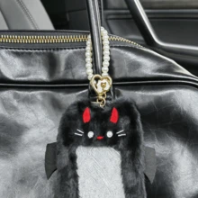 1 Móc khóa hình quỷ đen dễ thương kèm túi xách và vòng tay ngọc trai, mặt dây chuyền hình quỷ hoạt hình Kawaii, phụ kiện túi xách thời trang sáng tạo. - Đen - Xem 8