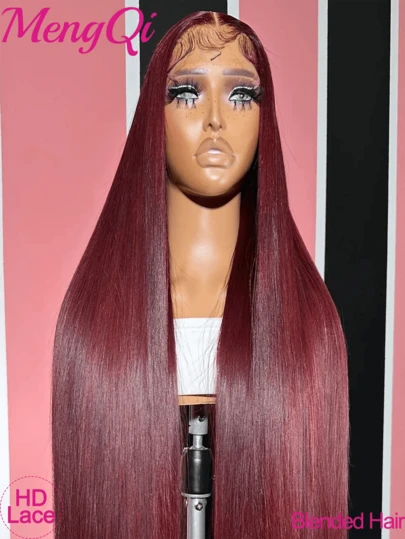 5x5 即戴即用免胶假发，预剪裁 5*5 13*4 高清蕾丝闭合假发，200% 密度长直发假发 - 13x4 蕾丝前假发，预漂白发结和自然发际线 - 无需胶水即可立即佩戴 - 波波头假发，8-14 英寸，酒红色，34 英寸真发蕾丝闭合假发，适合日常佩戴