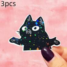 可爱伸爪黑猫贴纸，趣味猫咪面包片贴纸，个性化趣味防水装饰贴纸，防水乙烯基贴纸 - 哑光表面，自粘式保险杠贴纸，适用于汽车、窗户、笔记本电脑、卡车、水瓶 - 多功能设计，汽车贴纸 - 乙烯基 - 查看 19