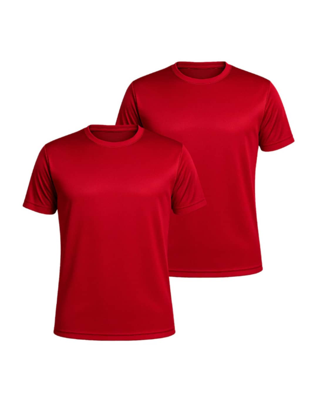 Kit Of 2 Men's Short-Sleeve Dry Fit T-Shirts, DryFit Gym, Running, Sports T-Shirt, CrossFit Fitness, Plain Casual Sportswear, Premium Polyester - 2 紅色 - 查看 1