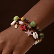 1pc New Stylish Colorful Beaded Chain Bracelet, Versatile Design Suitable For Gifts, Beach, Party, Banquet And Various Occasions For Women - Multicolor - View 1