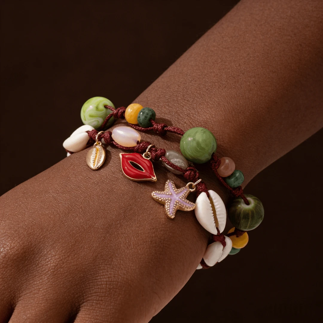 1pc New Stylish Colorful Beaded Chain Bracelet, Versatile Design Suitable For Gifts, Beach, Party, Banquet And Various Occasions For Women - Multicolor - View 1