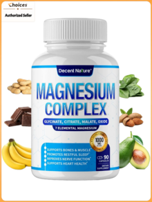 7-In-1 Magnesium Complex Supplement 1000mg | Glycinate Citrate Malate Taurate Orotate Blend | High Potency Magnesium Capsules | 90 Capsules (1 Bottle) - 1 Bottle - View 1