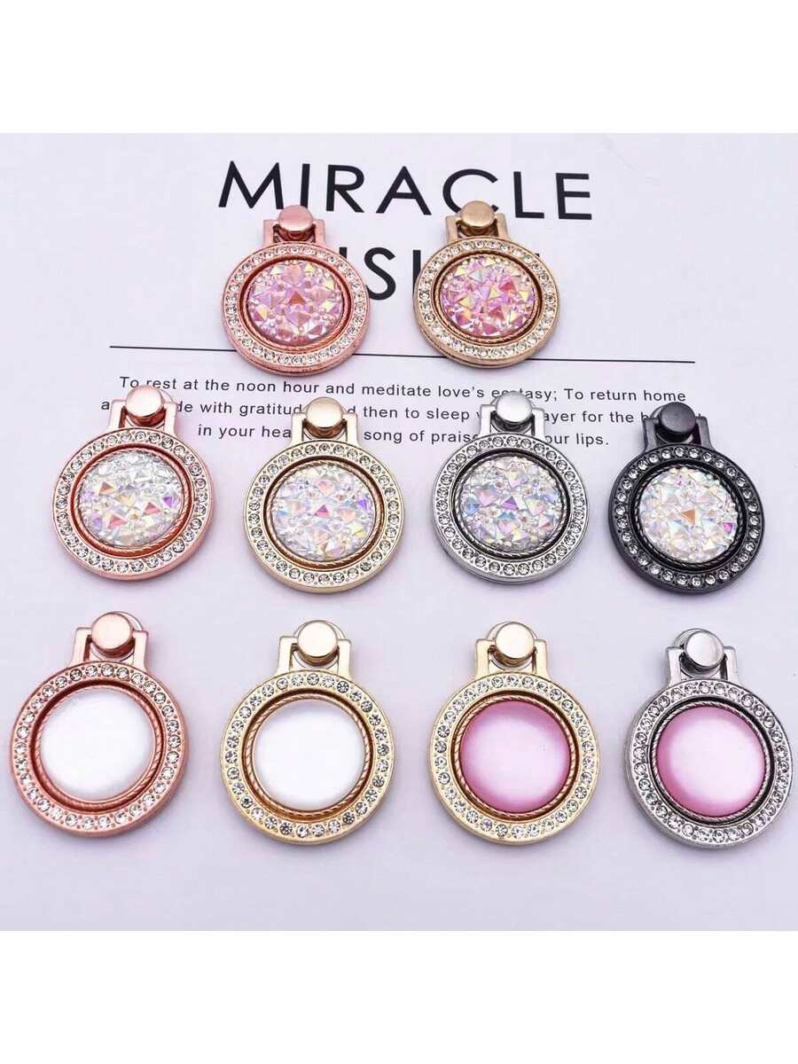 Giá đỡ điện thoại hình trái tim bằng hợp kim kẽm, đính đá, 1 chiếc, vòng giữ điện thoại bằng hợp kim kẽm mạ vàng, kiểu dáng bất đối xứng, có thể điều chỉnh, quà tặng mùa xuân.