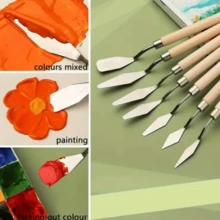 7pcs Stainless Steel Painting Knives, Artist Craft Palette Knife, Mixing Knife, Scraper, Art Supplies, Back To School - Sets - View 6