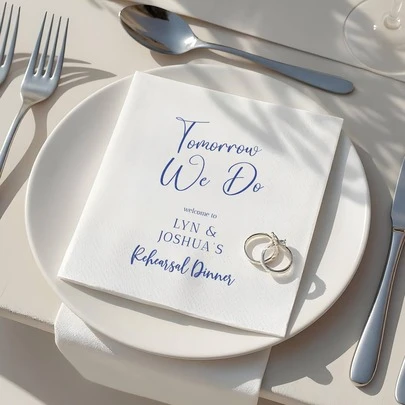 15-500pcs Custom Wedding Napkins, 3-Ply Personalized Engagement Napkins, Clear Printing, Perfect Table Decor For Rehearsal Dinner, Bridal Shower, Engagement Party, Ideals Disposable Napkins For Couple, Lover, Family, Customized Cocktail Napkins