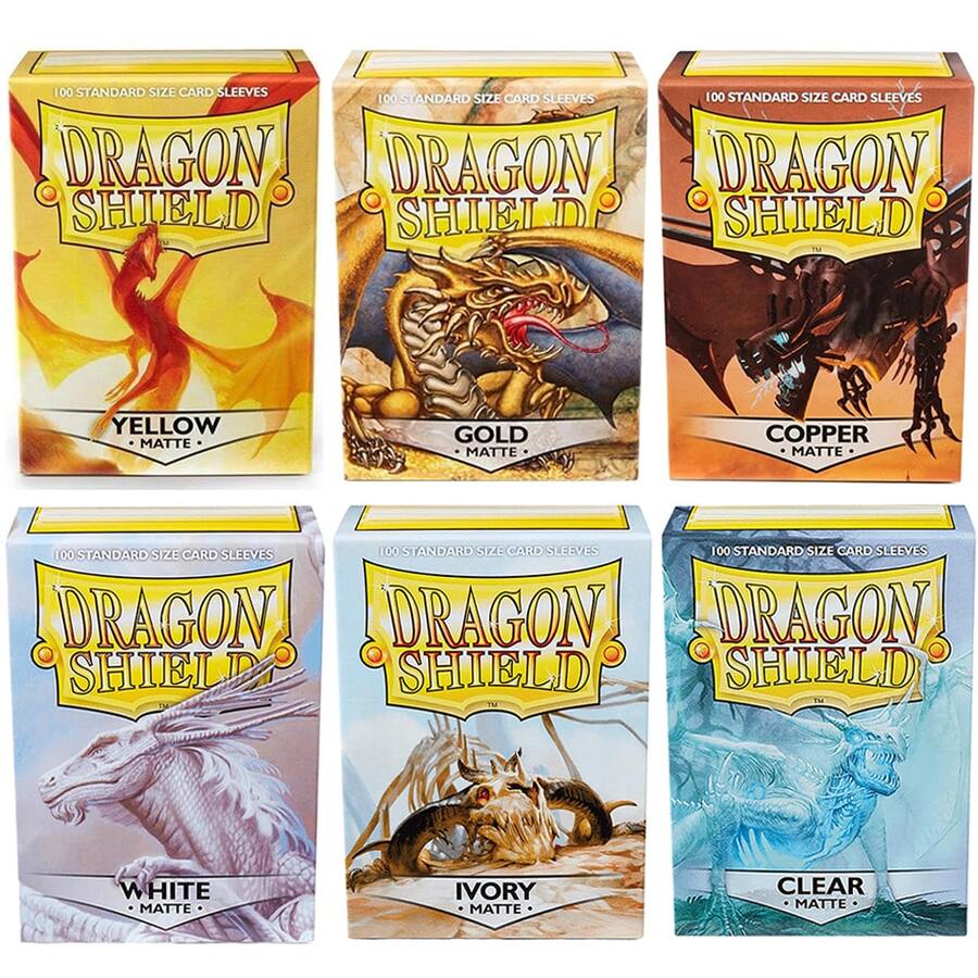 100张/盒 66x91mm 龙盾哑光卡套 - 多种颜色可选,适用于MTG/PKM卡牌保护、TCG/PTCG集换式卡牌游戏 - 彩色 - 查看 1