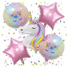 1/5 buc balon de desene animate în formă de ureche de unicorn super mare de 110 cm, set de baloane rotunde cu unicorn pentagram, potrivit pentru decorarea zilei de naștere - View 6